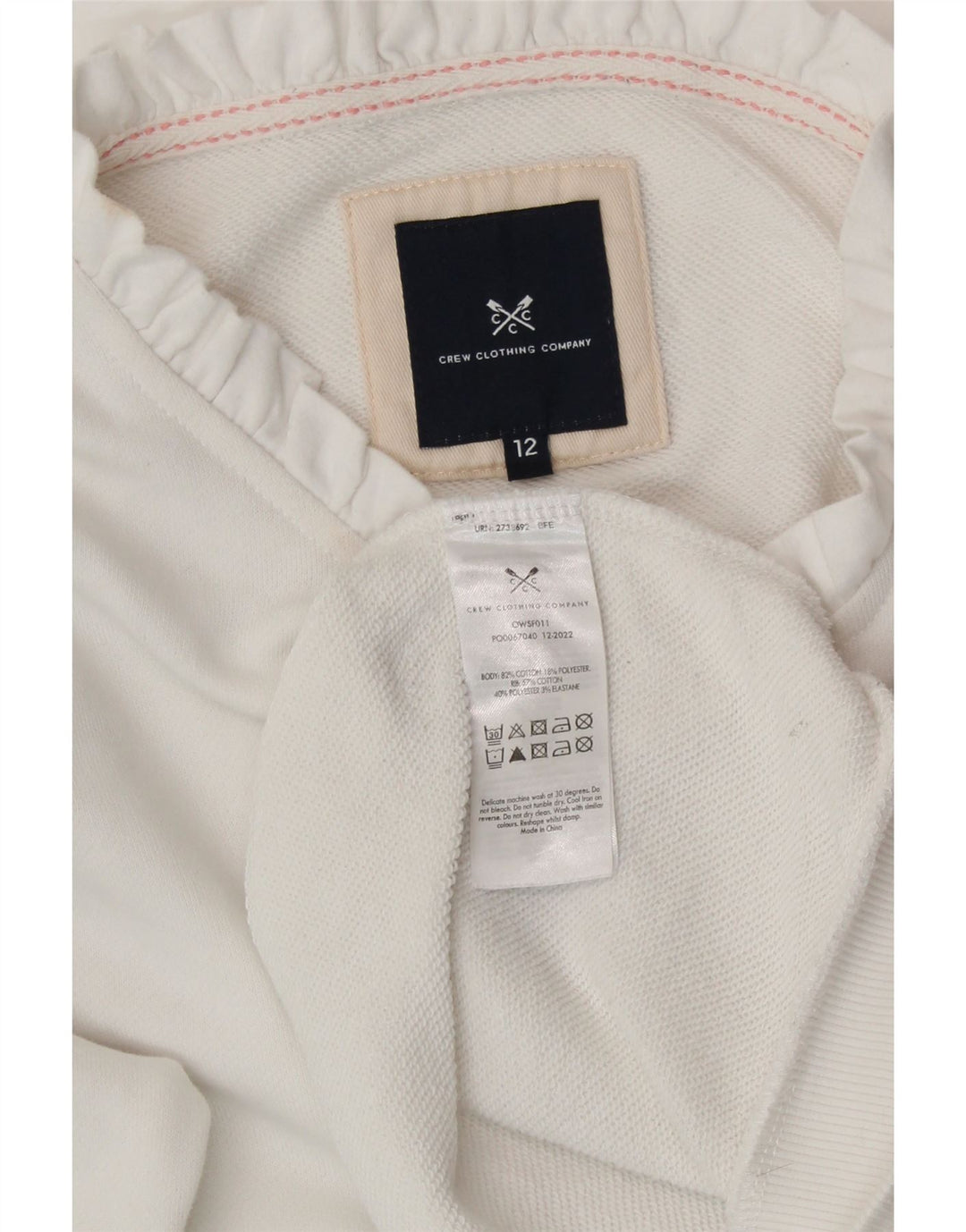 CREW CLOTHING Γυναικεία φούτερ Jumper UK 12 Μεσαίο λευκό βαμβακερό