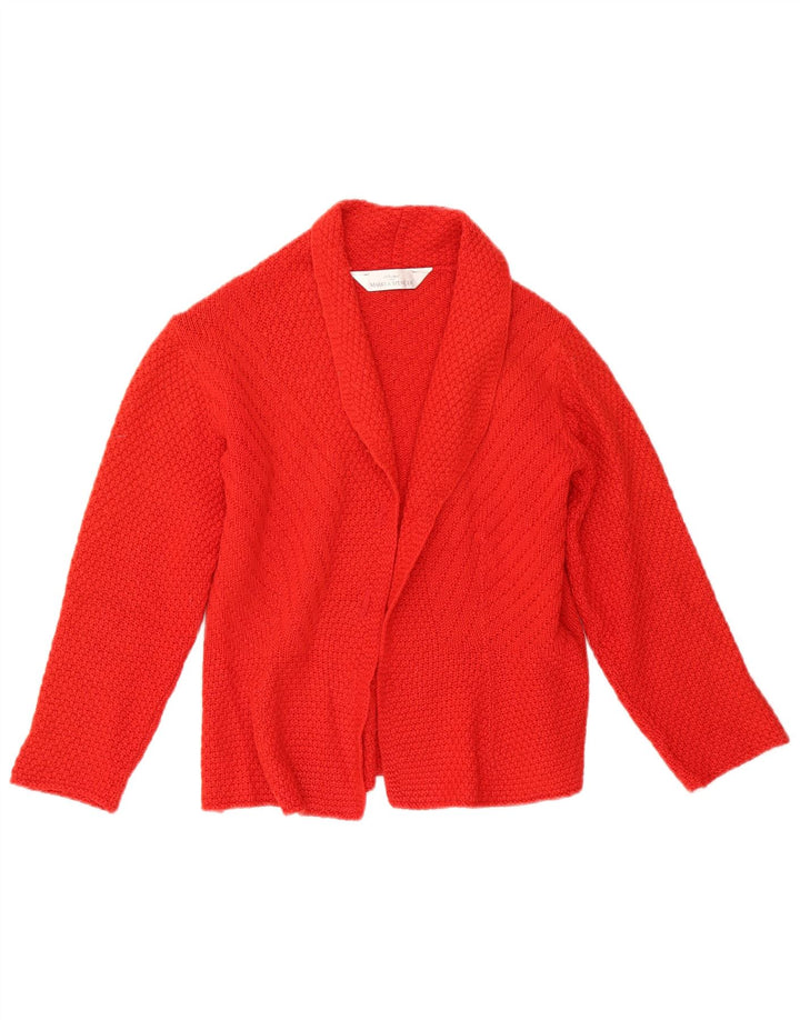 Marks & Spencer Γυναικείο Crop ανοιχτό πουλόβερ ζακέτα UK 10 Small Red Wool
