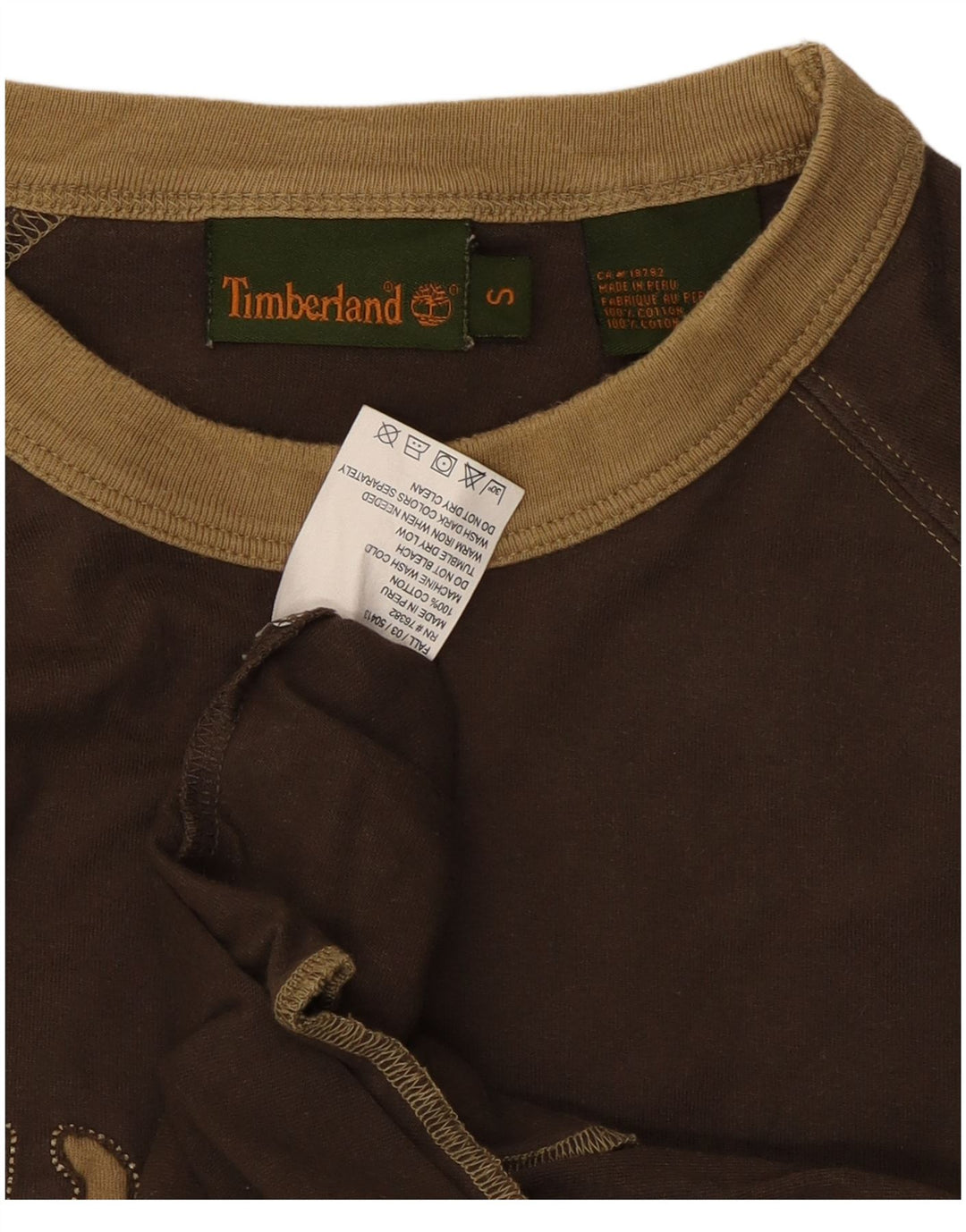 Ανδρικό γραφικό τοπ Timberland, μακρυμάνικο, μικρό καφέ βαμβακερό