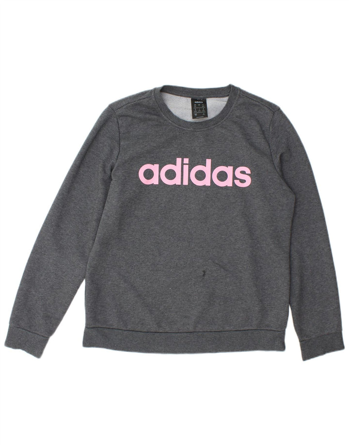 Γυναικεία γραφική φούτερ Adidas Jumper UK 12/14 μεσαίο γκρι βαμβακερό