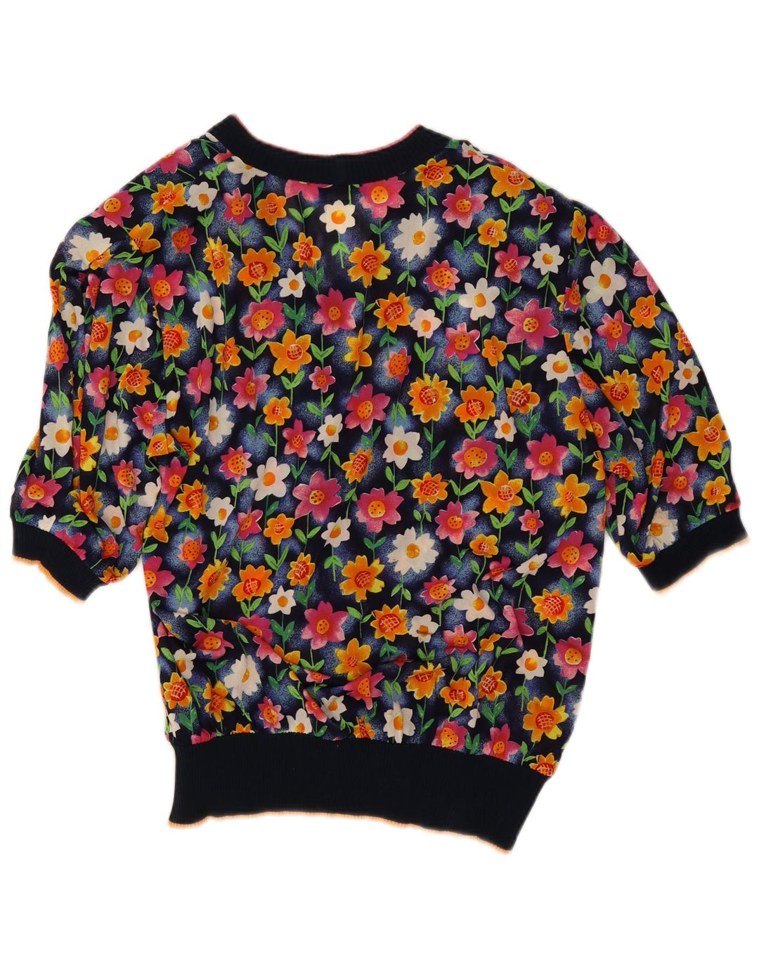 Gibi Γυναικεία Ζακέτα UK 14 Large Navy Blue Floral Acetate