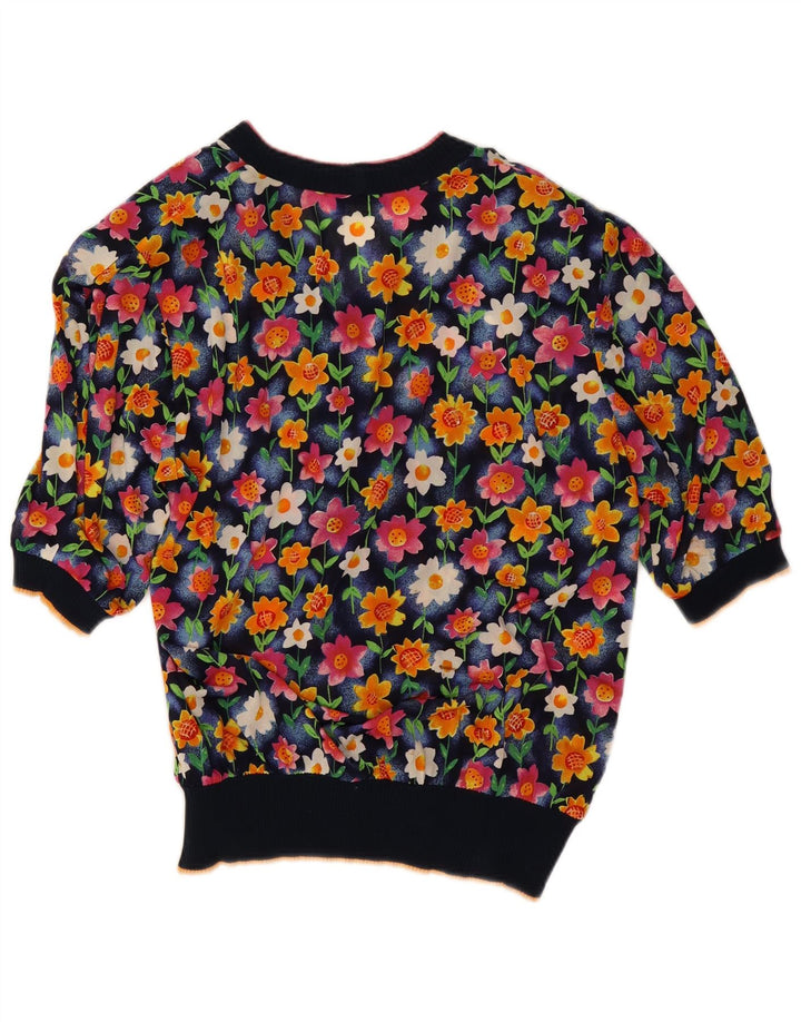 Gibi Γυναικεία Ζακέτα UK 14 Large Navy Blue Floral Acetate