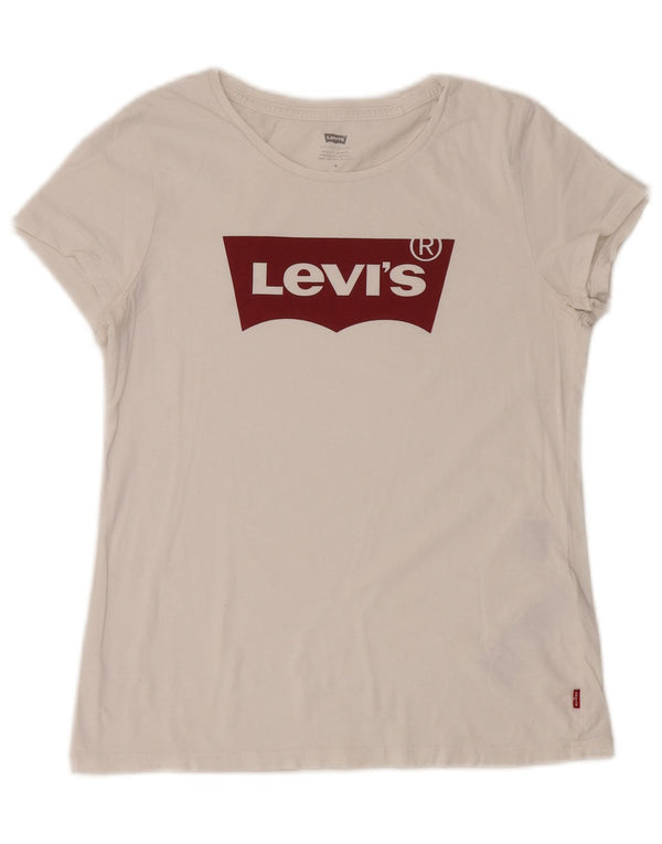 Γυναικείο γραφικό μπλουζάκι Levi's Top UK 14 μεσαίο λευκό βαμβακερό