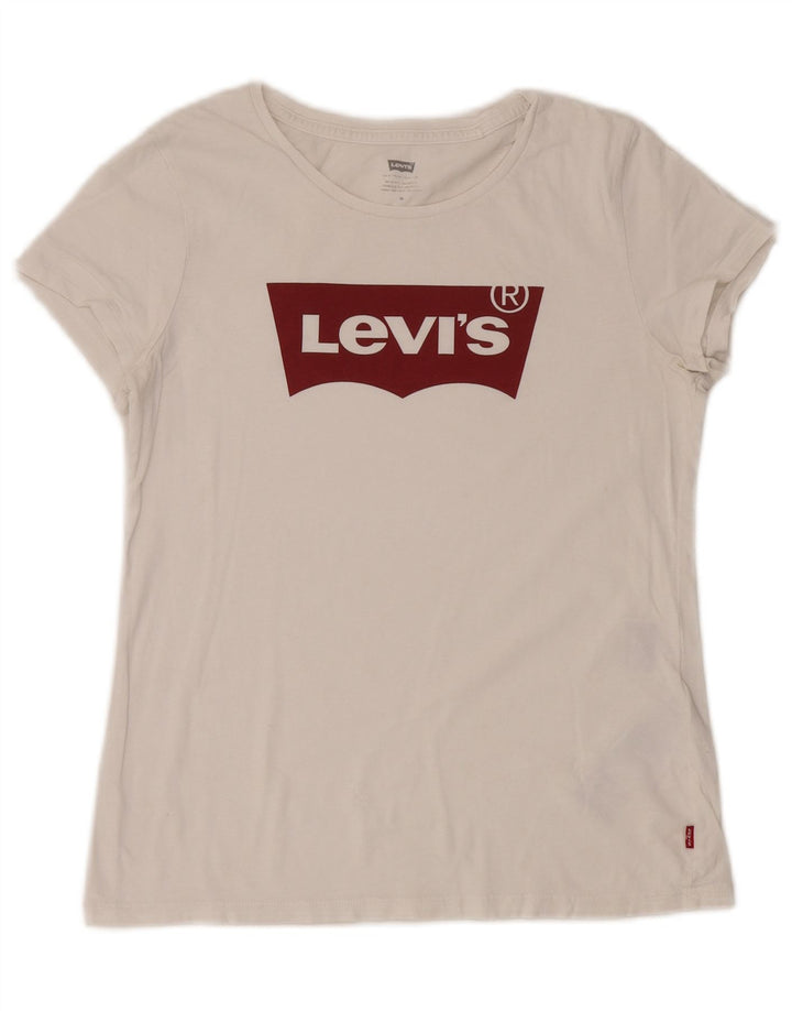 Γυναικείο γραφικό μπλουζάκι Levi's Top UK 14 μεσαίο λευκό βαμβακερό