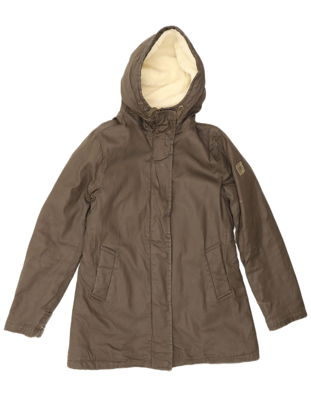 CHAMPION Γυναικείο μπουφάν Sherpa Parka με κουκούλα UK 6 XS Χακί βαμβακερό