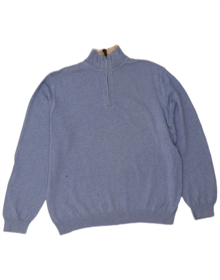 Ανδρικό πουλόβερ με φερμουάρ Massimo Dutti XL Μπλε βαμβακερό