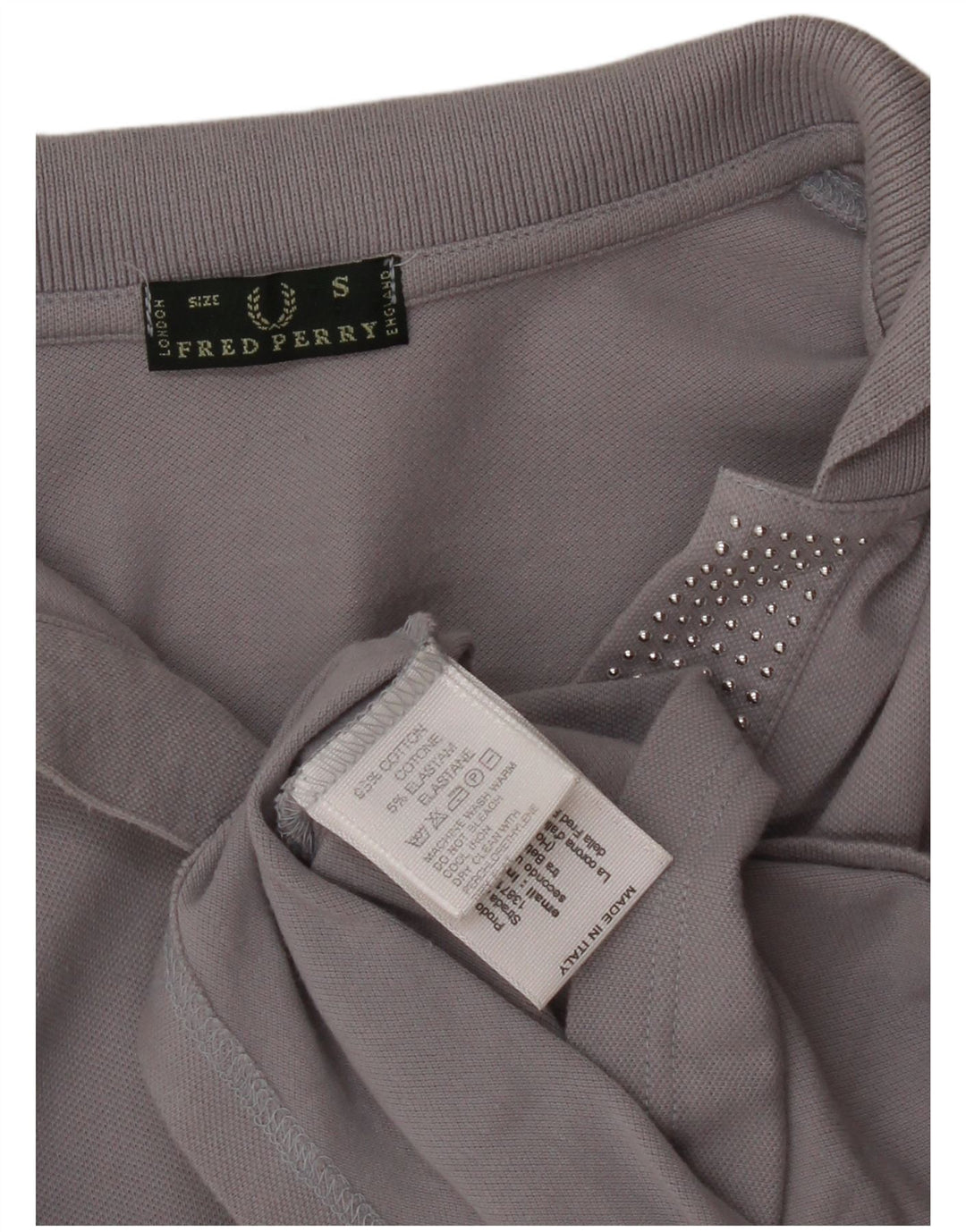 Fred Perry Γυναικείο μακρυμάνικο μπλουζάκι πόλο UK 10 μικρό γκρι βαμβακερό