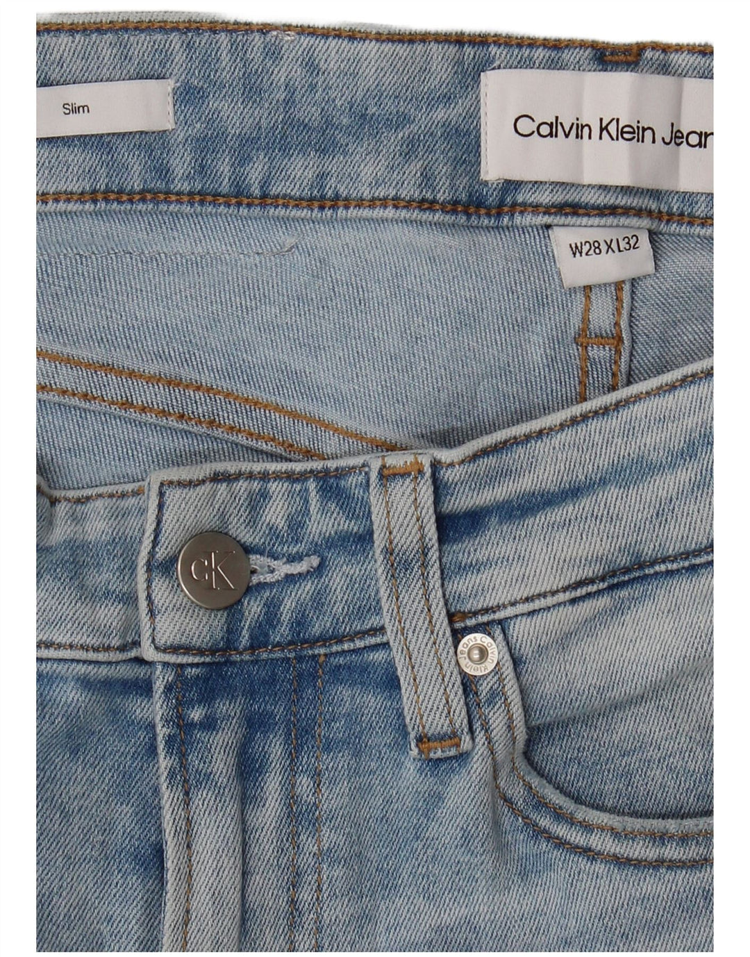 CALVIN KLEIN Ανδρικό Slim Jeans W28 L32 Μπλε βαμβακερό