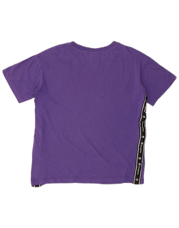Ανδρικό γραφικό T-shirt CHAMPION Top Small Purple Colourblock Βαμβακερό