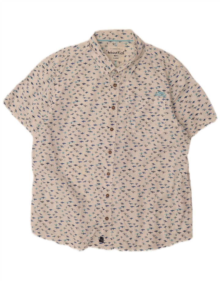 Μπλουζάκι Weird Fish Mens Abstract με κοντό μανίκι XL λευκό βαμβακερό