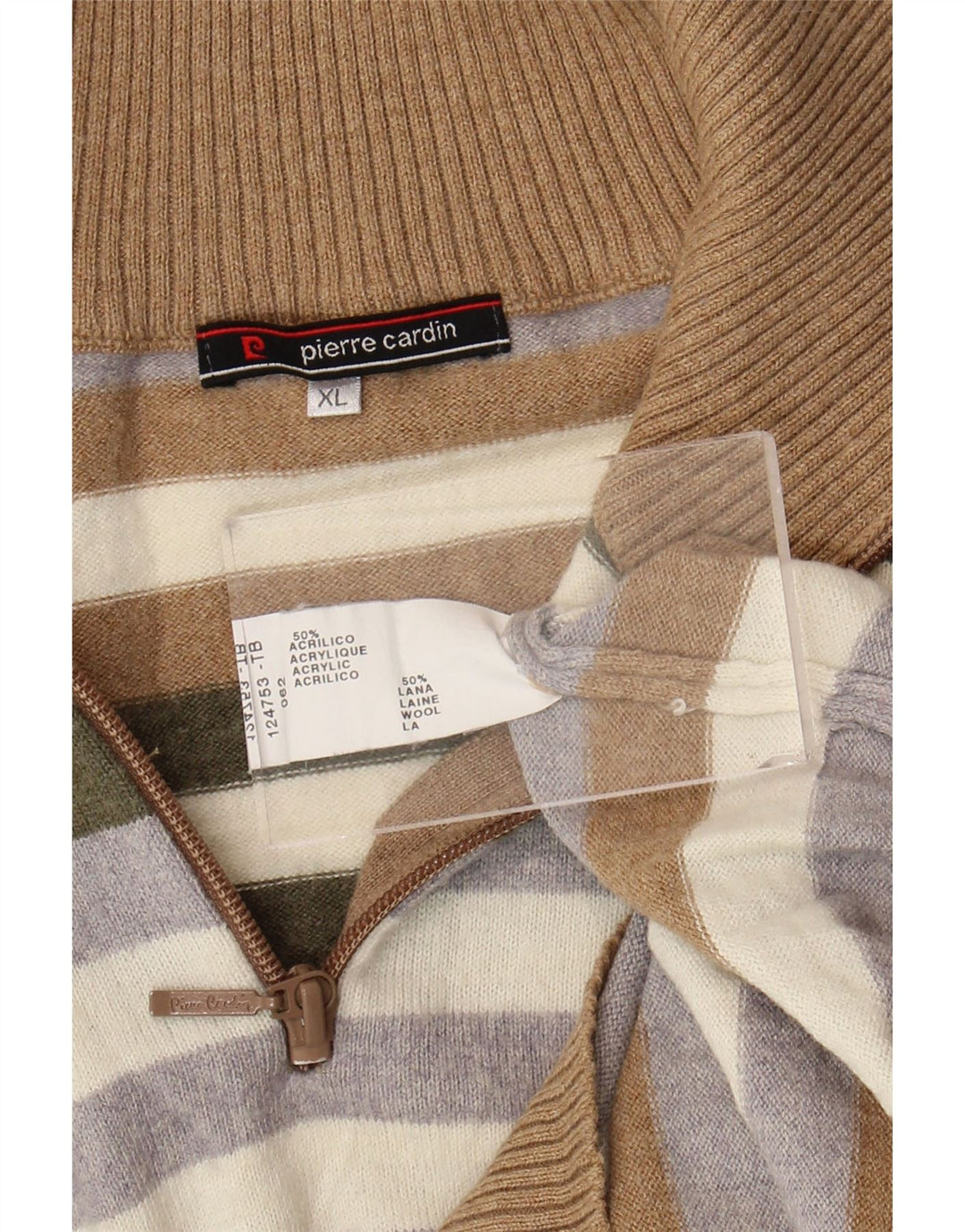 Pierre Cardin Ανδρικό πουλόβερ με φερμουάρ XL πολύχρωμο ακρυλικό ριγέ