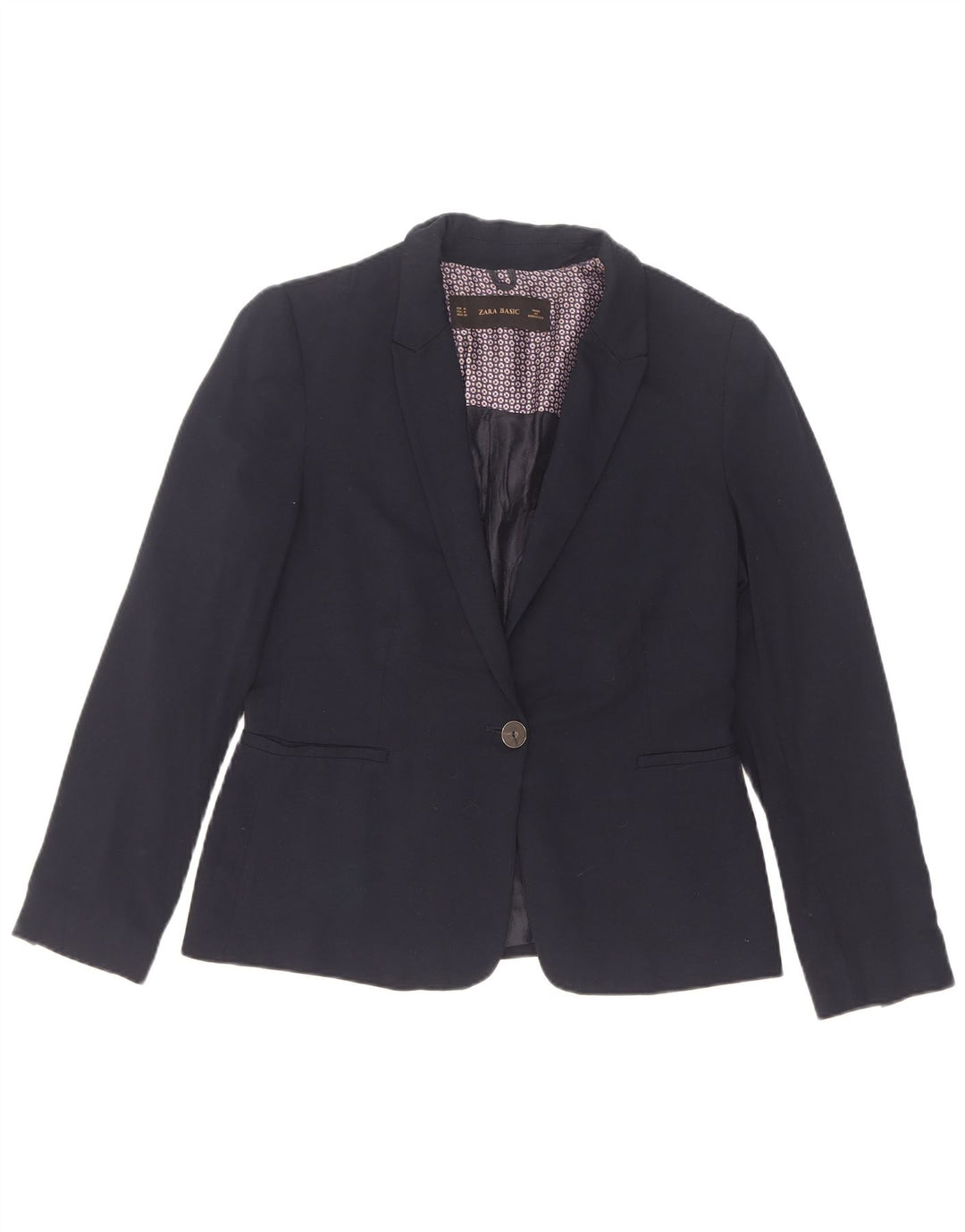 Zara Γυναικείο μπλέιζερ 1 κουμπιού μπουφάν UK 12 Medium Navy Blue