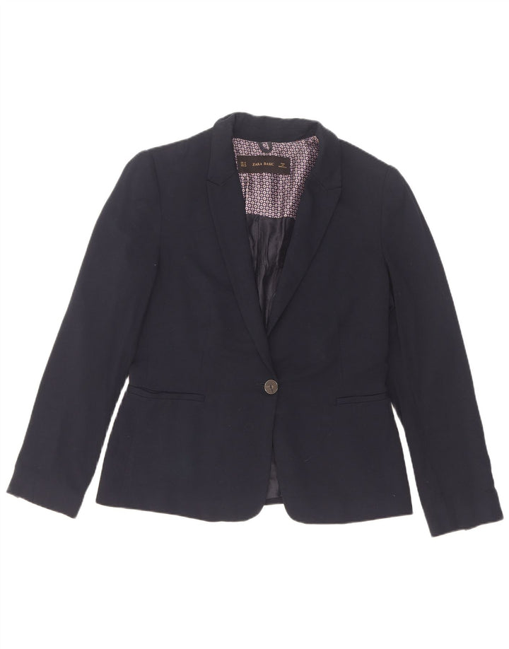 Zara Γυναικείο μπλέιζερ 1 κουμπιού μπουφάν UK 12 Medium Navy Blue