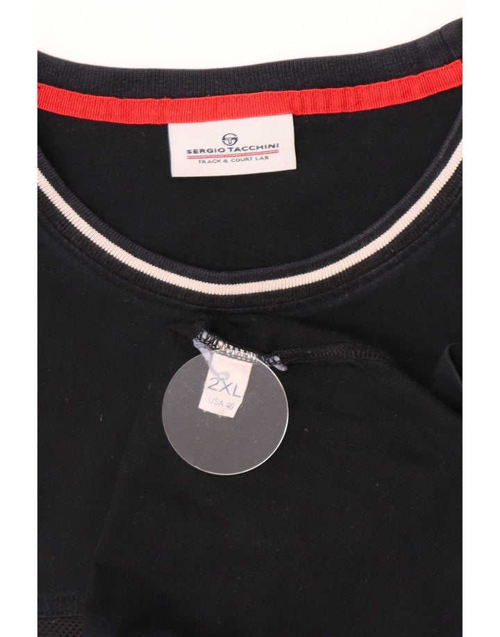 Sergio Tacchini Ανδρικό γραφικό T-Shirt Top 2XL Μαύρο