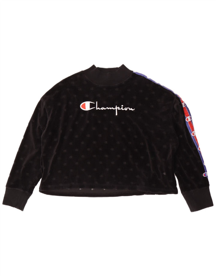 Champion Γυναικεία Γραφική Φούτερ Jumper UK 14 Medium Black Colourblock