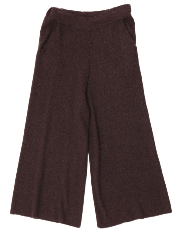 ZARA Womens Knit Wide Leg Capri Trousers Medium W30 L22 Grey Viscose