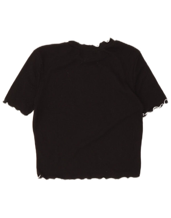 Zara Γυναικεία Μπλούζα Trafaluc Crop Top UK 8 Small Black Cotton