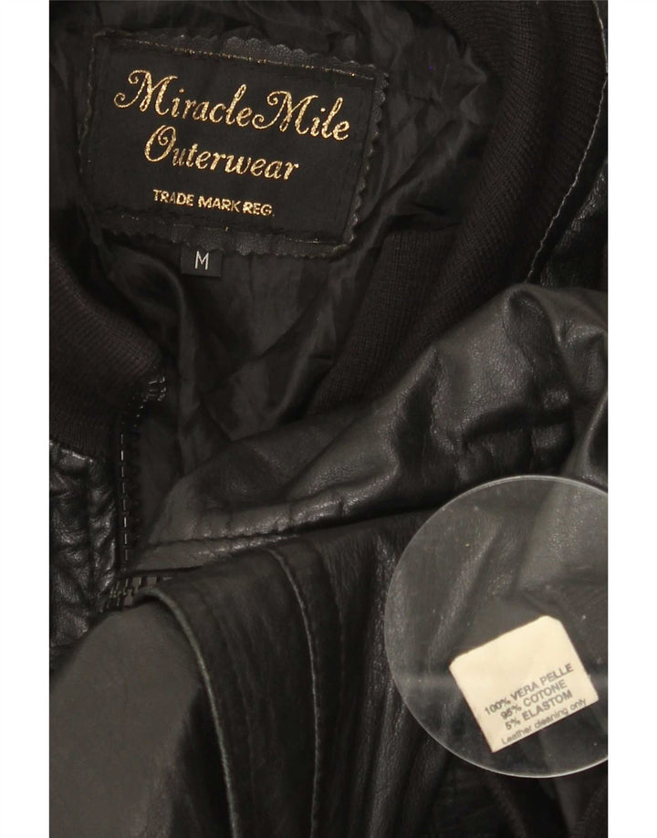 Vintage Γυναικείο Δερμάτινο Μπουφάν UK 14 Medium Μαύρο