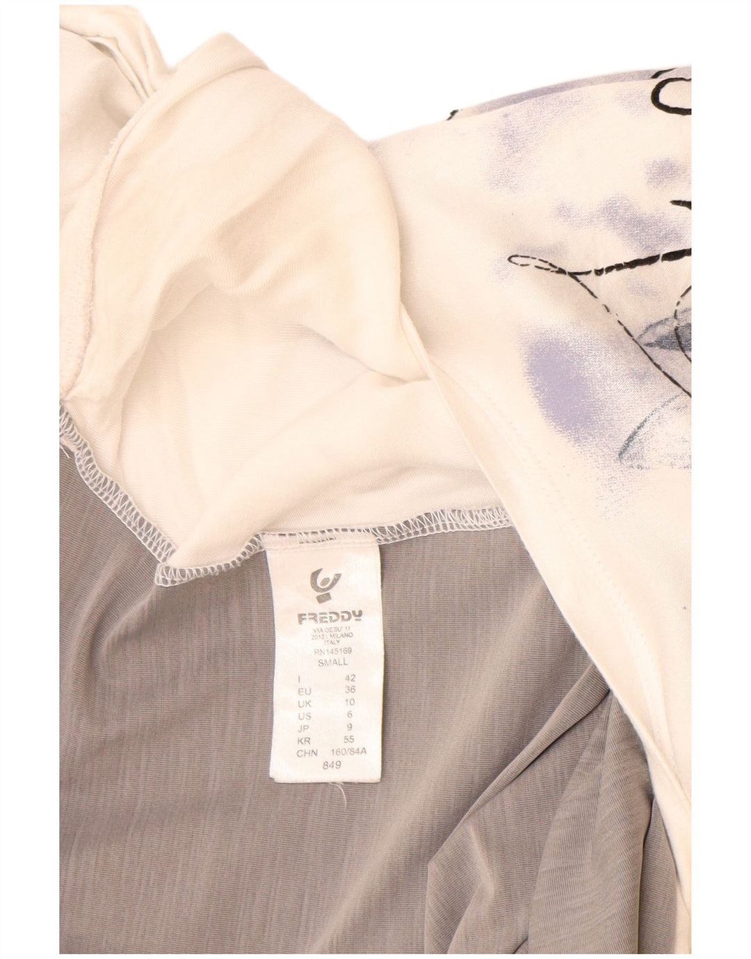 Γυναικείο μπλουζάκι με γραφικά μεγάλου μεγέθους Freddy Top 10 Small White Colourblock