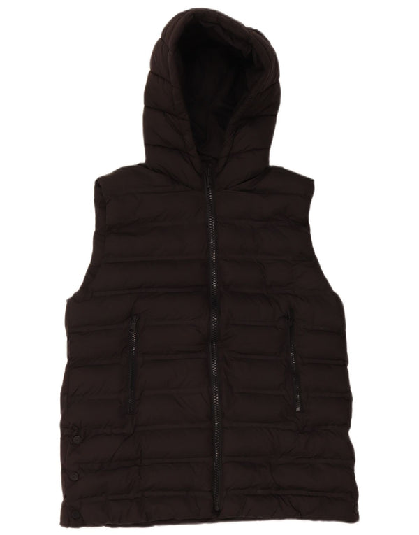 Zara Girls Hooded Gilet 11-12 Years Black Polyester