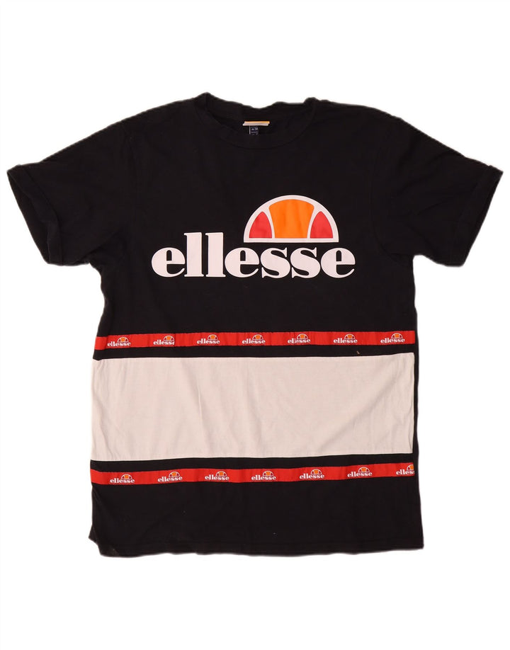 Γυναικείο γραφικό μπλουζάκι ELLESSE Top UK 10 Small Black Colourblock Βαμβακερό