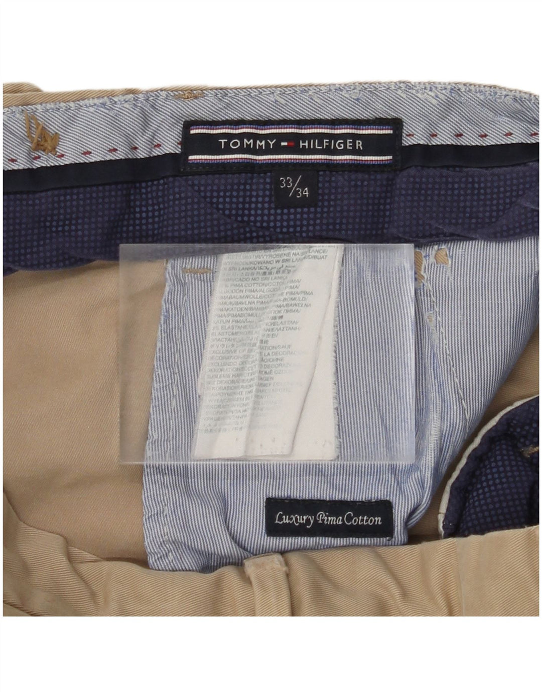 TOMMY HILFIGER Ανδρικό Skinny παντελόνι Chino W33 L34 Μπεζ βαμβακερό