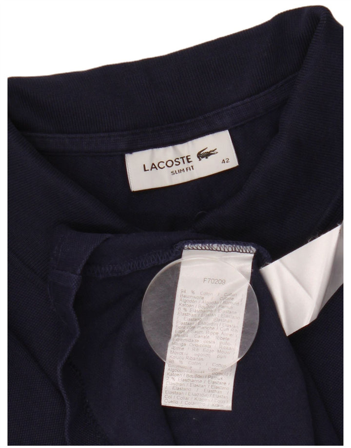 Γυναικείο μπλουζάκι πόλο LACOSTE Slim Fit Μέγεθος 42 Μεγάλο μπλε βαμβακερό