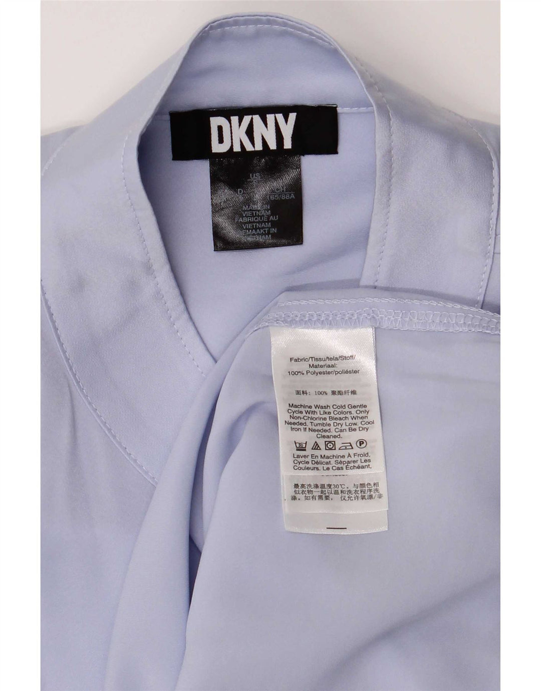 Dkny γυναικείο πουκάμισο 1/2 μανίκι μπλούζα μεγάλου μεγέθους UK 8 Μικρό λιλά πολυεστέρα