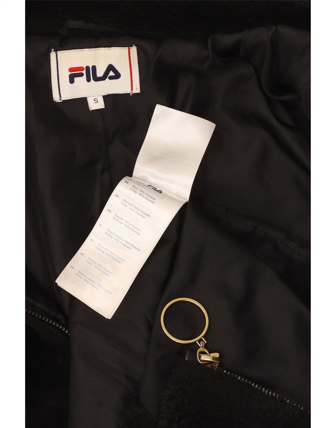 FILA Γυναικείο Μπουφάν Fleece Oversized UK 10 Small Black Polyester