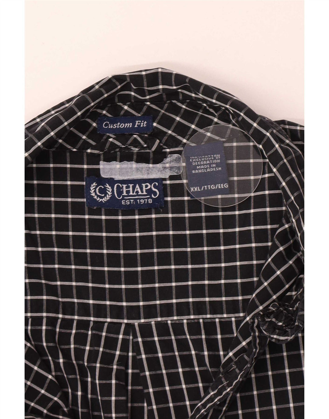 Ανδρικό πουκάμισο Chaps Custom Fit 2XL Μαύρο βαμβακερό