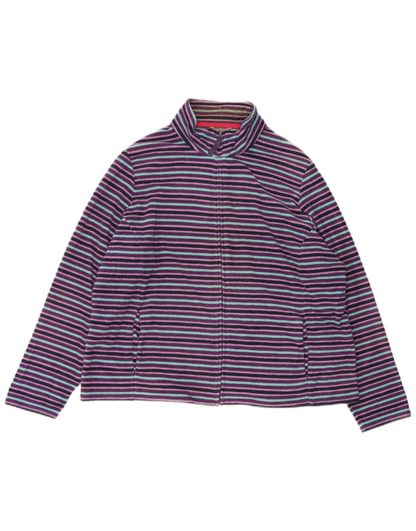 Marks & Spencer Γυναικείο Fleece Jacket UK 22 2XL Μωβ ριγέ πολυεστέρας