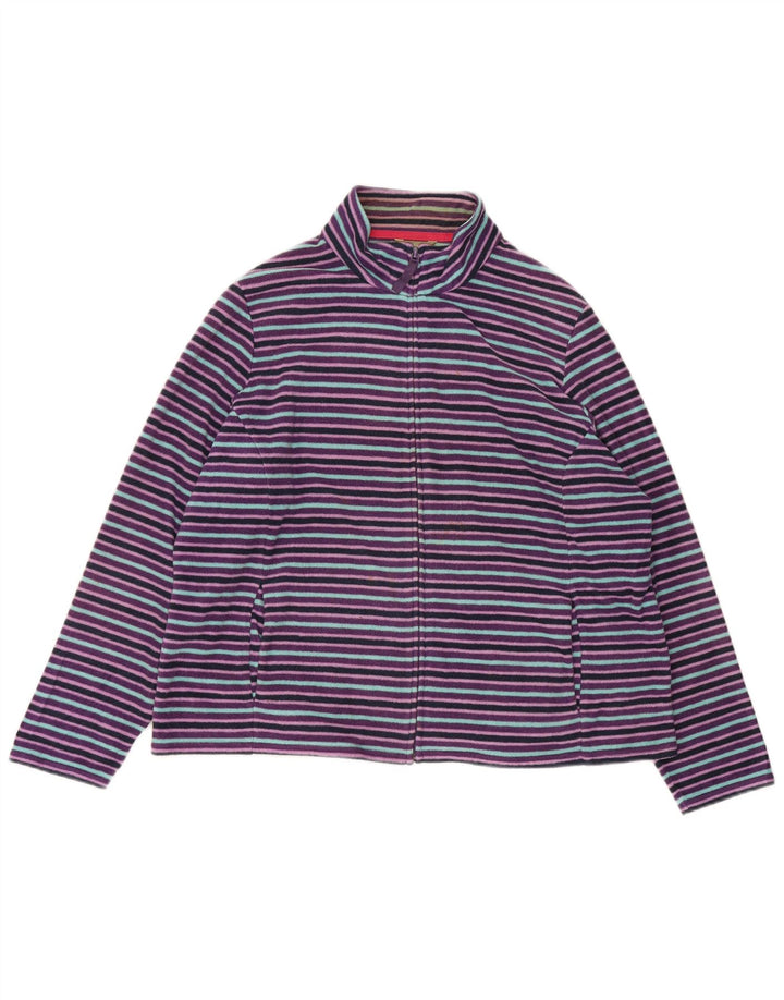 Marks & Spencer Γυναικείο Fleece Jacket UK 22 2XL Μωβ ριγέ πολυεστέρας