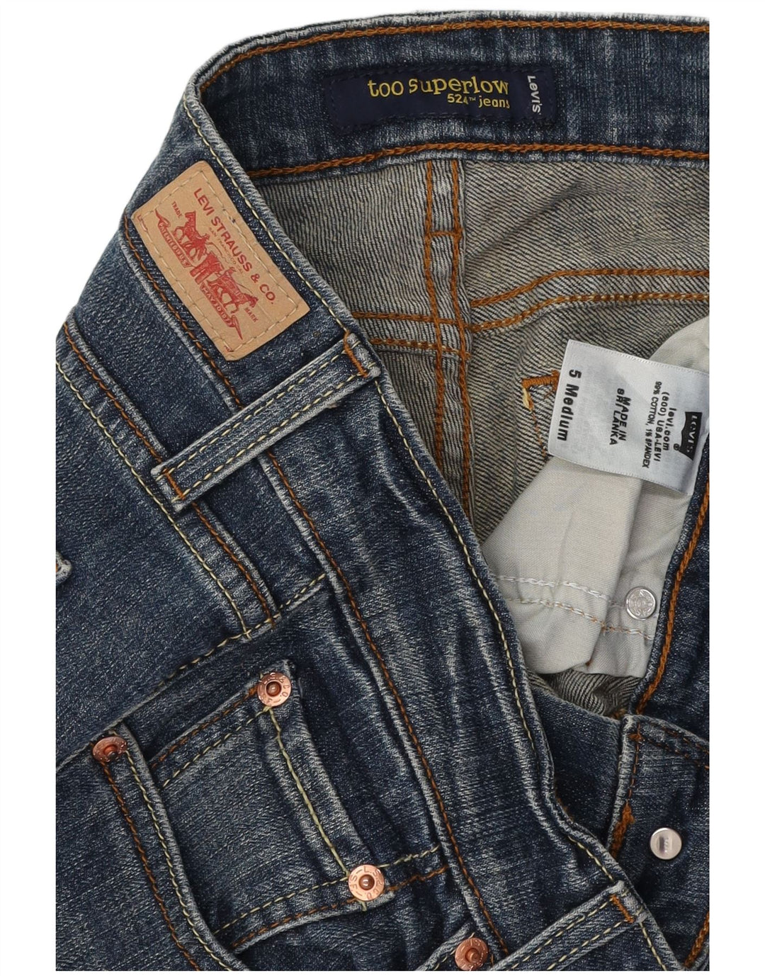 LEVI'S Γυναικείο 524 Too Superlow Skinny Jeans US 5 Small W29 L32 Μπλε βαμβακερό