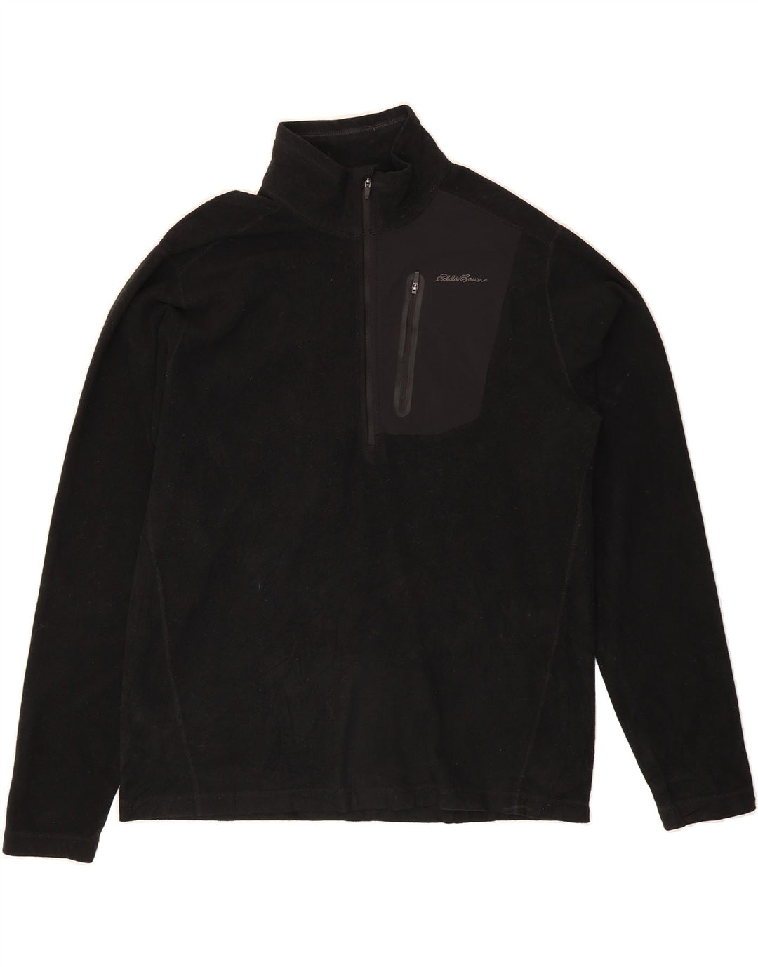 EDDIE BAUER Mens Zip Neck Fleece Jumper Large Black Vintage Eddie Bauer and Second-Hand Eddie Bauer from Messina Hembry 