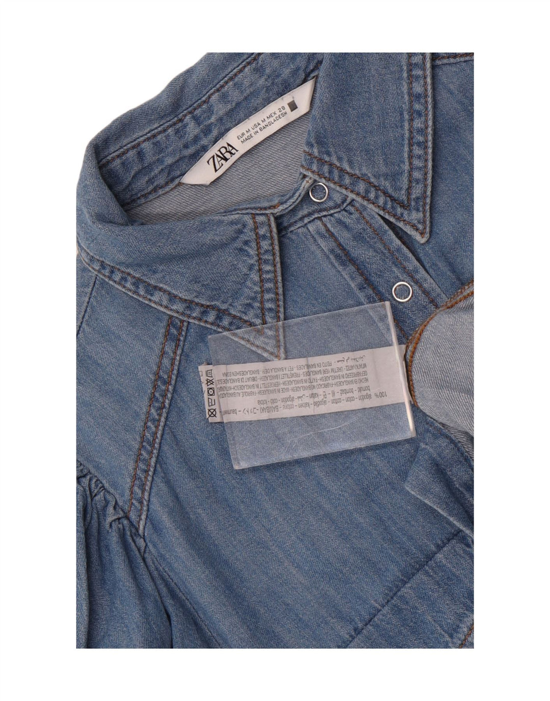Zara Γυναικείο Τζιν Πουκάμισο UK 14 Μεσαίο Μπλε Βαμβακερό