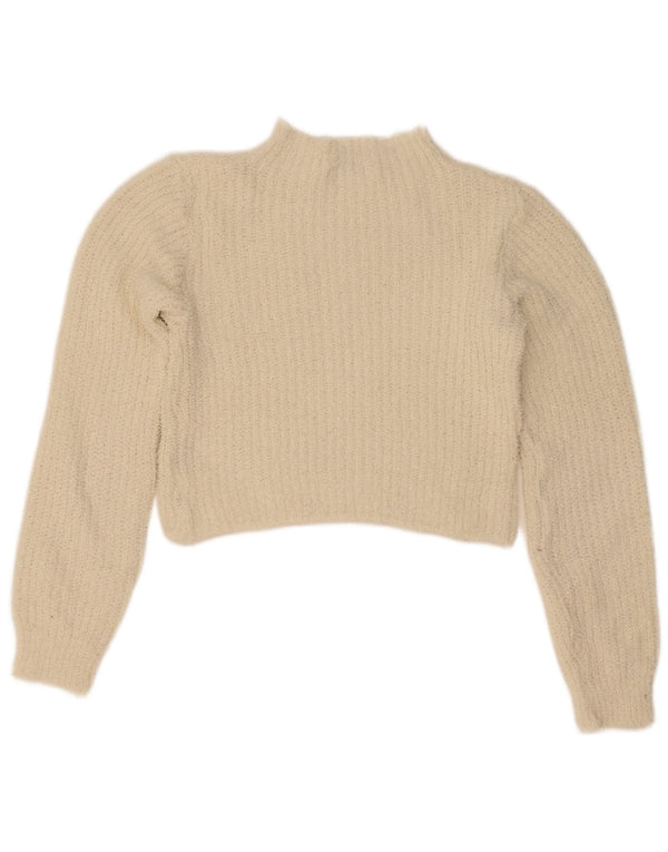 Zara γυναικείο πουλόβερ με λαιμόκοψη χελώνας UK 10 Small Off White Polyester