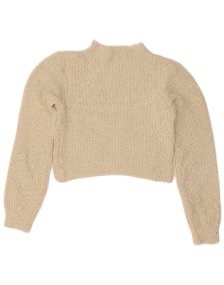 Zara γυναικείο πουλόβερ με λαιμόκοψη χελώνας UK 10 Small Off White Polyester