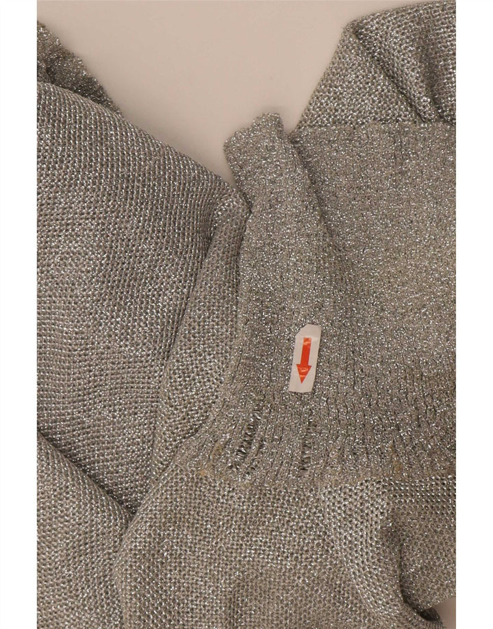 Vintage γυναικείο Crop Roll Neck πουλόβερ UK 12 Medium Grey