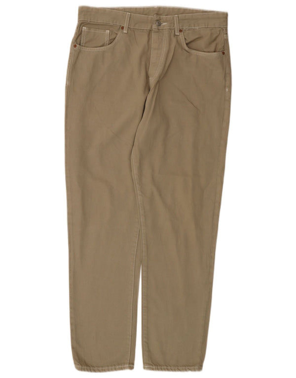 Zara Ανδρικό ίσιο καθημερινό παντελόνι EU 42 Large W32 L29 Μπεζ βαμβακερό
