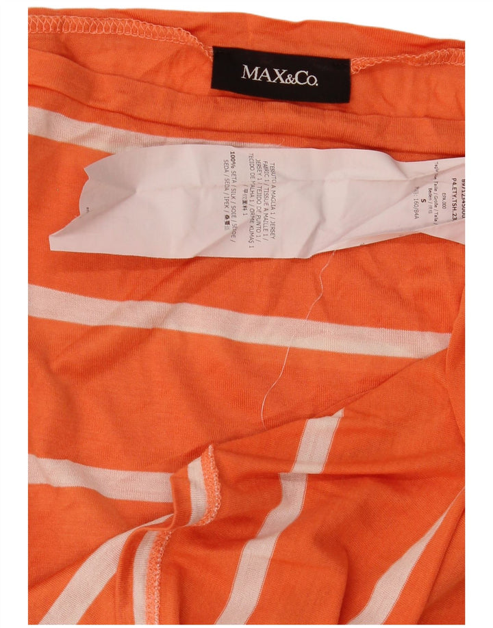 Max & Co. Γυναικείο τοπ 3/4 μανίκια UK 10 Small πορτοκαλί ριγέ μετάξι