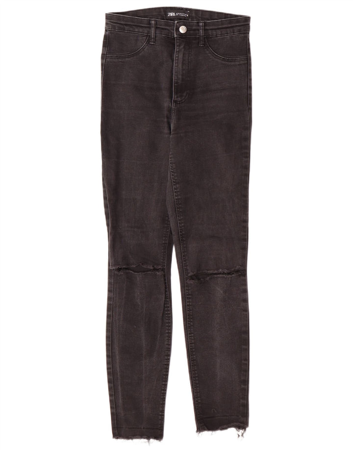 Zara Womens Distressed Skinny Jeans EU 36 XS W26 L27 Μαύρο Μοντέρνο