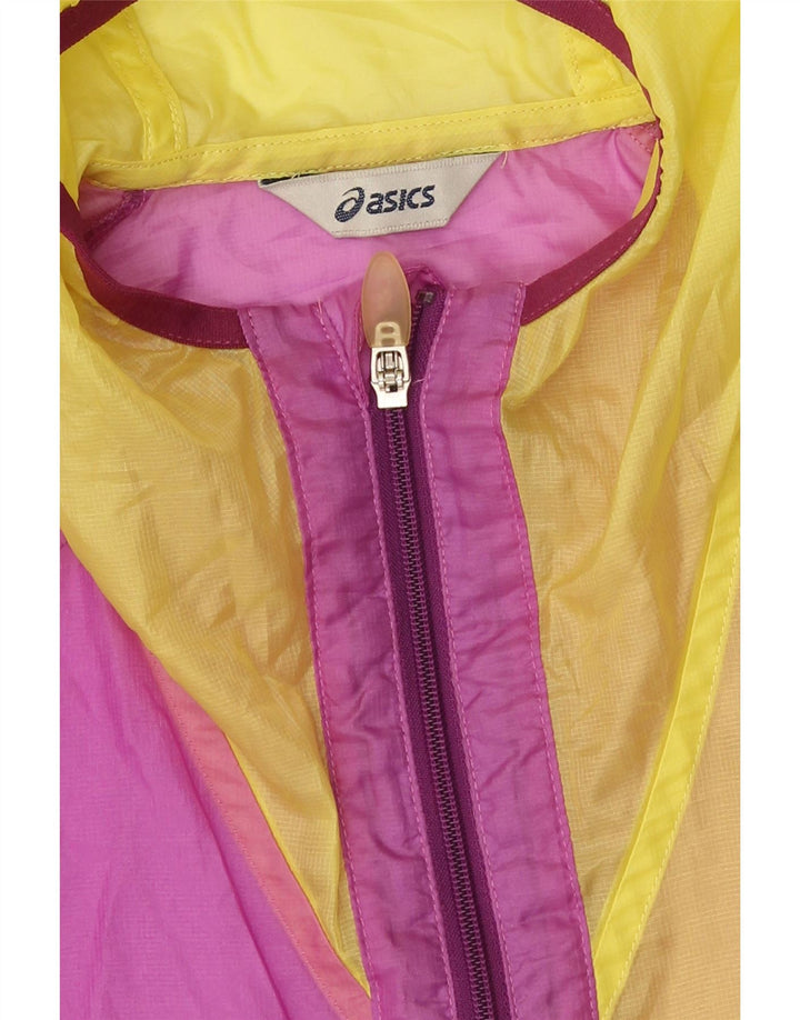 Γυναικείο μπουφάν βροχής με κουκούλα Asics UK 16 Μεγάλο πολύχρωμο μπλοκ χρώματος