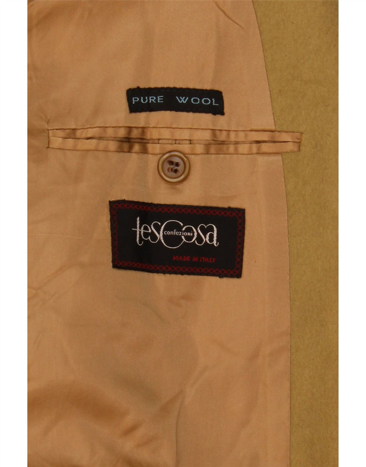 Vintage γυναικείο παλτό με διπλό στήθος UK 14 Medium Khaki Wool