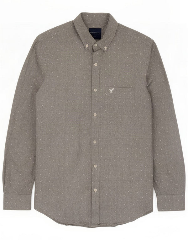 American Eagle Ανδρικό πουκάμισο Slim Fit Medium Grey Spotted Cotton