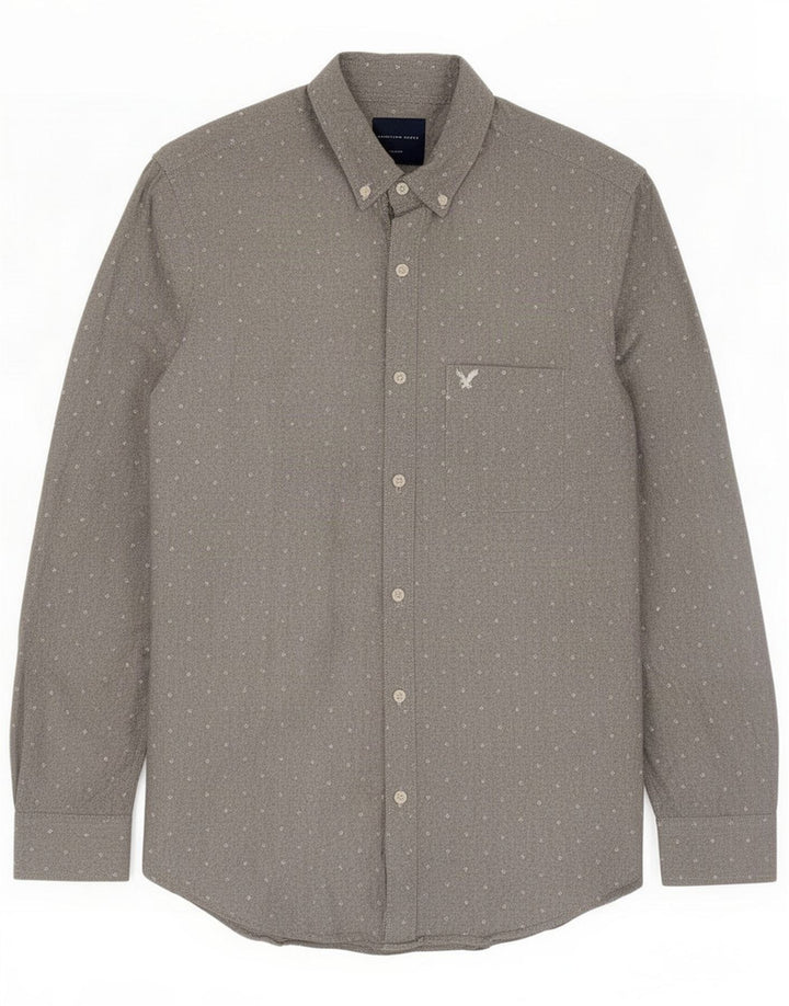 American Eagle Ανδρικό πουκάμισο Slim Fit Medium Grey Spotted Cotton