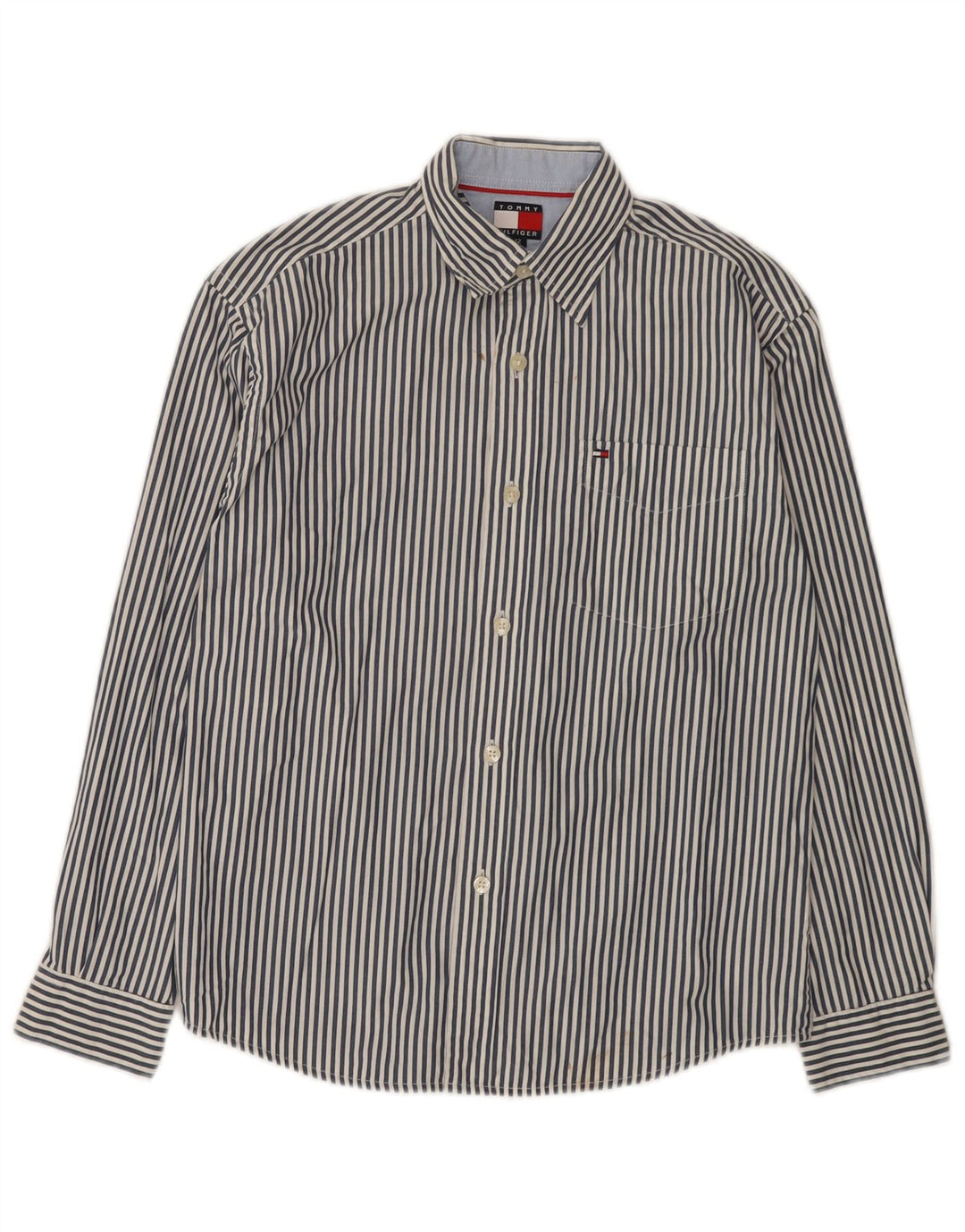 Πουκάμισο Tommy Hilfiger για αγόρια 11-12 ετών Μεσαίο μπλε ριγέ βαμβακερό