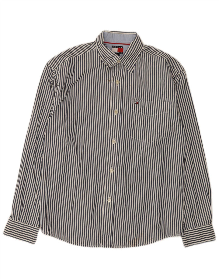 Πουκάμισο Tommy Hilfiger για αγόρια 11-12 ετών Μεσαίο μπλε ριγέ βαμβακερό