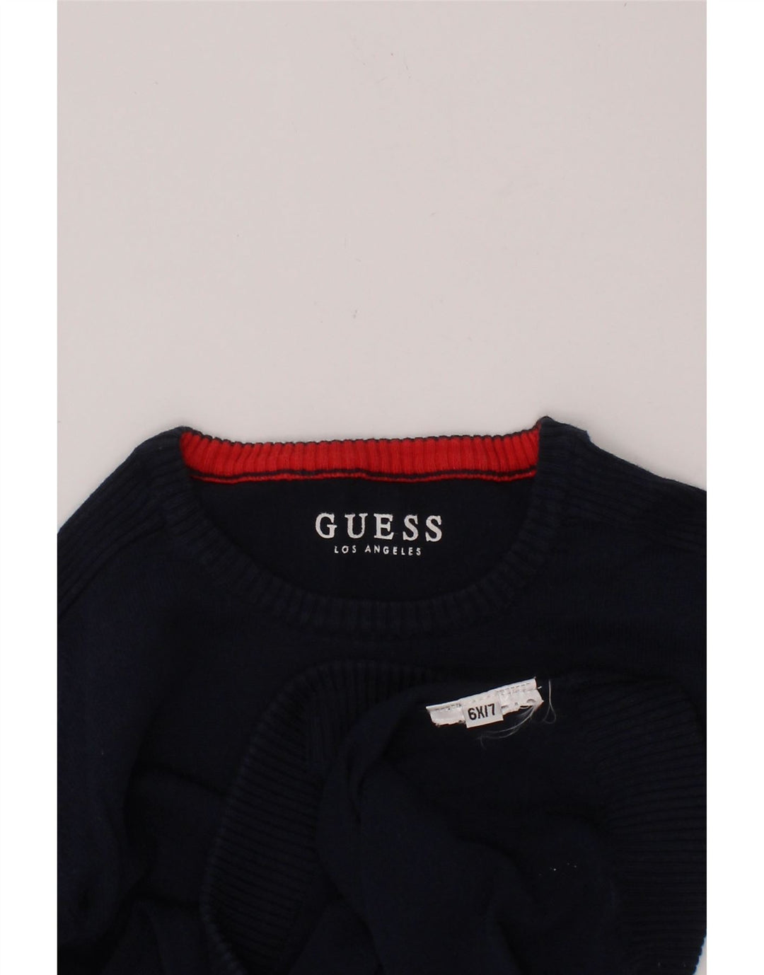 GUESS Boys Crew Neck Jumper Sweater 6-7 Years Navy Blue Vintage Guess and Second-Hand Guess from Messina Hembry 