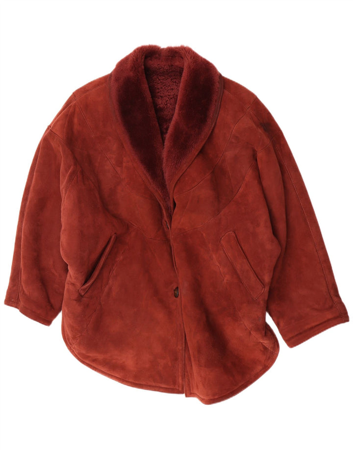 Vintage Γυναικείο Shearling Jacket IT 42 Medium Burgundy Shearling