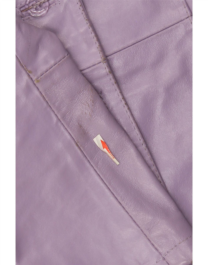 Vintage Γυναικείο Δερμάτινο Μπουφάν UK 14 Large Purple